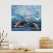 インディゴチャイルドとイルカのファンタジー ポスター (キッチン)