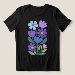 インディゴチャーム 女性用抽象フラワーロンTシャツ トライブレンドＴシャツ