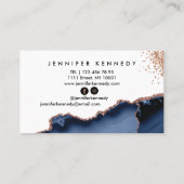 インディゴネイビーブルーバラ金ゴールドグリッターアゲテマーブル 名刺 (裏面)