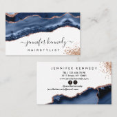 インディゴネイビーブルーバラ金ゴールドグリッターアゲテマーブル 名刺 (正面/裏面)