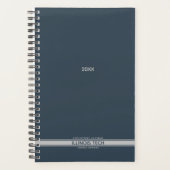インディゴネイビーブルーボトムストライプスパイラルウィークリー プランナー手帳 (正面)