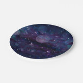 インディゴバイオレットかわいらしスパークルライトハート&スター ペーパープレート (アングル)