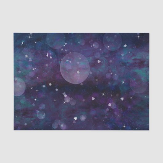 インディゴバイオレットきらめくハートと星の輝き 薄葉紙 (正面)