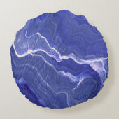 インディゴバイオレットアゲート大理石抽象化 ラウンドクッション (裏面)