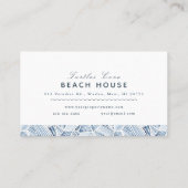 インディゴパターンビーチハウスコテージB&Bレンタル 名刺 (裏面)