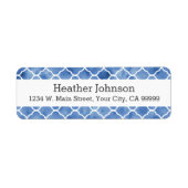 インディゴパーソナライズされたブルーモロッコパターン ラベル (正面)