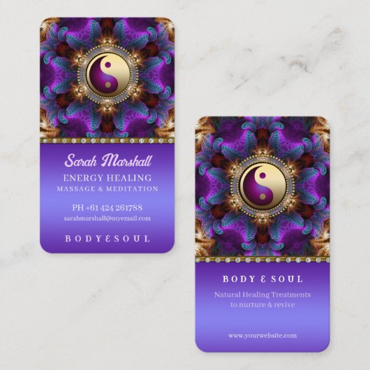 インディゴパープルアンゲリックエネルギーヒーリングホリスティック 名刺 (正面/裏面)
