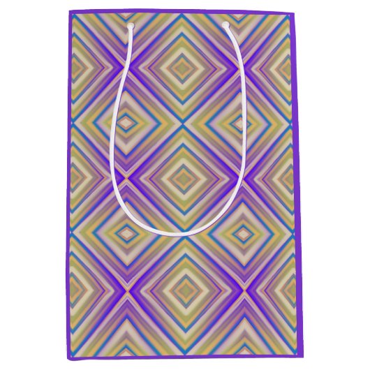 インディゴパープル代替ダイヤモンドパターン ミディアムペーパーバッグ (正面)