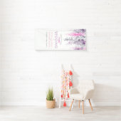 インディゴパープル、ピンクのつる植物アート結婚の歓迎 横断幕 (インサイチュ)