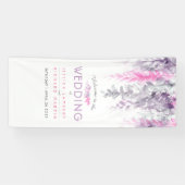 インディゴパープル、ピンクのつる植物アート結婚の歓迎 横断幕 (横)