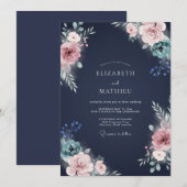 インディゴブラッシュラナンキュラスユーカリWedding 招待状 (正面/裏面)
