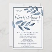 インディゴブリスウォーターカラーリーフリハーサルディナー 招待状 (正面)