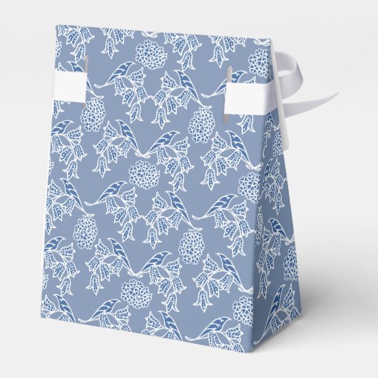 インディゴブルーとホワイトのエスニックフラワーテントファボリーボックス フェイバーボックス (裏面サイド)