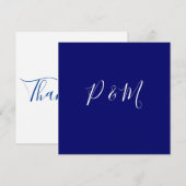 インディゴブルーとホワイトミニマル結婚リスト サンキューカード (正面/裏面)