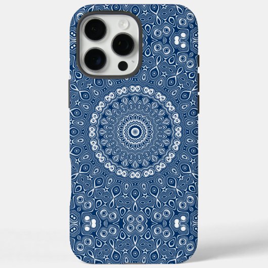 インディゴブルーの曼荼羅模様 Case-Mate iPhoneケース (裏面)