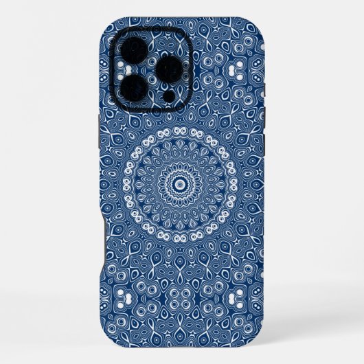 インディゴブルーの曼荼羅模様 iPhoneケース (裏面)