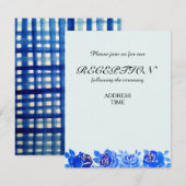 インディゴブルーの花柄の招待状カード エンクロージャーカード (正面/裏面)