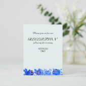 インディゴブルーの花柄の招待状カード エンクロージャーカード (スタンド正面)