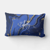 インディゴブルーアガテマーブル抽象芸術名モノグラム ランバークッション (裏面)