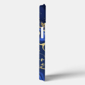 インディゴブルーアガテマーブル抽象芸術名モノグラム Case-Mate iPhoneケース (裏面 / 右)