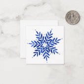 インディゴブルーウォーターカラー抽象芸術スノーフレーク ノートカード (正面/裏面インサイチュ)