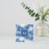 インディゴブルーウォーターカラー抽象芸術 スクエア名刺 (スタンド正面)