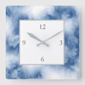 インディゴブルーウォーターカラー抽象芸術 スクエア壁時計 (正面)
