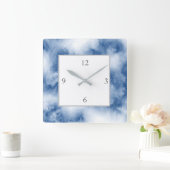 インディゴブルーウォーターカラー抽象芸術 スクエア壁時計 (ホーム)