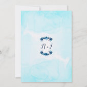 インディゴブルーウォーター色素朴フローラブライダルシャワー 招待状 (裏面)