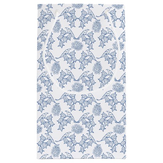 インディゴブルーエスニックフローラプリントスモール抱き枕 スモールペーパーバッグ (裏面)