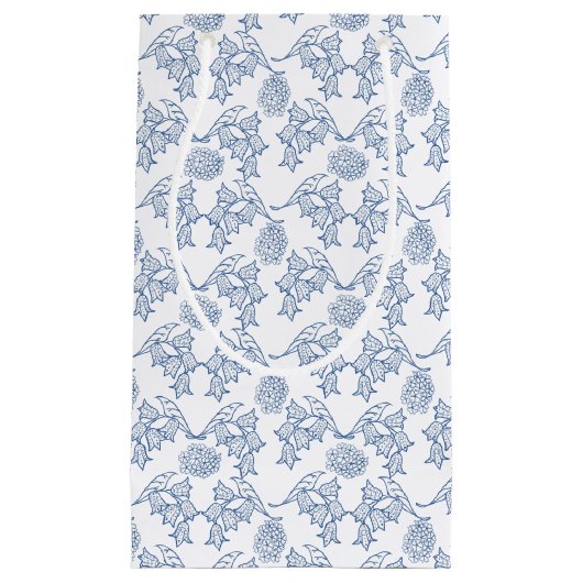 インディゴブルーエスニックフローラプリントスモール抱き枕 スモールペーパーバッグ (正面)