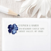 インディゴブルーエレガントフラワー差出人住所 ラベル (インサイチュ)