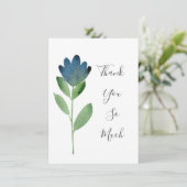 インディゴブルーグリーン水彩抽象芸術花 サンキューカード (スタンド正面)