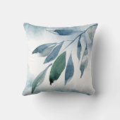 インディゴブルーグリーン葉抽象芸術 クッション (裏面)