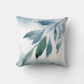 インディゴブルーグリーン葉抽象芸術 クッション (正面)