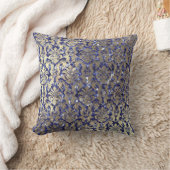 インディゴブルーコバルトダマスクセシンシャンパイニュ金ゴールド クッション (ブランケット)