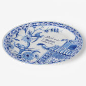 インディゴブルーチノイスリーヴィンテージフローラ水彩 ペーパープレート (アングル)