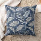 インディゴブルーパーム葉装飾用クッション クッション (ブランケット)