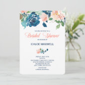 インディゴブルーピーチバラブライダルシャワー招待 招待状 (スタンド正面)