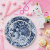 インディゴブルーフローラトワールNo.3 ペーパープレート (パーティー)