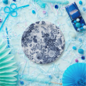 インディゴブルーフローラトワールNo.3 ペーパープレート (パーティー)