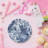 インディゴブルーフローラトワールNo.3 ペーパープレート (パーティー)