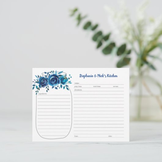 インディゴブルーフローラメイスンジャール新しいレシピカード 案内ポストカード (スタンド正面)