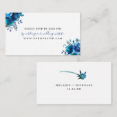インディゴブルーフローラ結婚式RSVPオンライン エンクロージャーカード (正面/裏面)