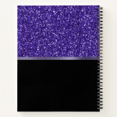 インディゴブルーブラックグリッターパーソナライズされた作家 ノートブック (裏面)