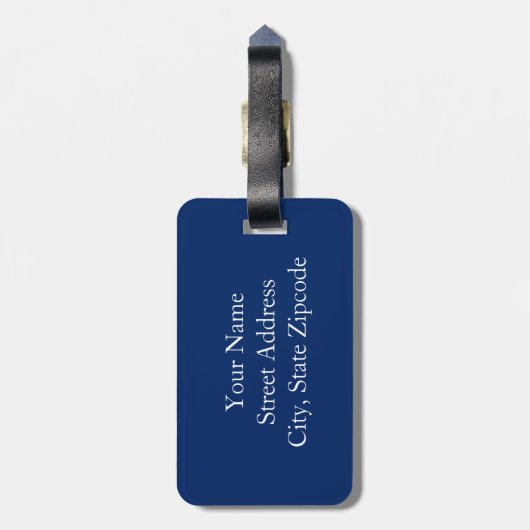 インディゴブルーホワイトウォーター色シェブロン ラゲッジタグ (裏面縦)