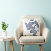 インディゴブルーホワイトユーカリプトゥスハーブ植物学プリント クッション (椅子)