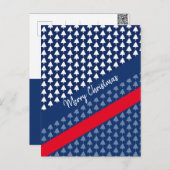 インディゴブルーホワイトレッドウィンターツリーウォーター色 シーズンポストカード (正面/裏面)