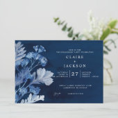 インディゴブルーボタニカルエンゲージメントパーティー 招待状 (スタンド正面)