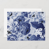 インディゴブルーボタニカル&ビーズスケッチフローラトワール ポストカード (正面/裏面)